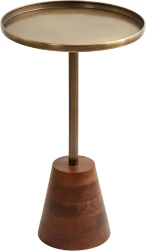 Miniatura 9 de Kate and Laurel Tira - Mesa auxiliar redonda, 14 x 14 x 24 pulgadas, madera marrón nogal y negro, mesa auxiliar decorativa estilo pedestal para usar