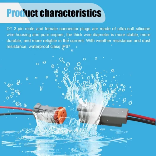 Miniatura 4 de Conector eléctrico impermeable de 2 pines Deutsch para automóvil con cable de 17 AWG, arnés de cableado de enchufe macho y hembra automotriz de 2