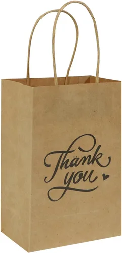 Miniatura 10 de bagmad Paquete de 100 bolsas de papel kraft blancas resistentes con asas a granel, bolsas de regalo de 5.25 x 3.25 x 8 pulgadas, para manualidades