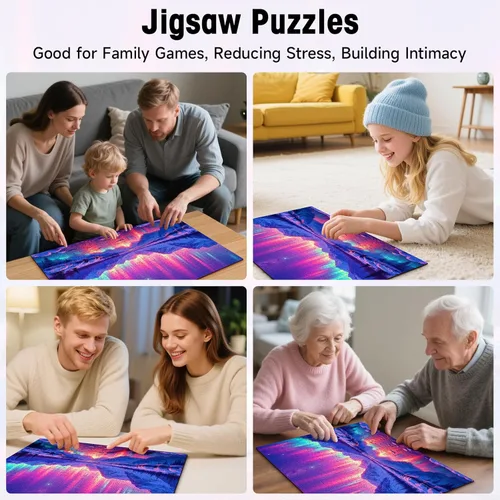 Miniatura 7 de Rompecabezas de auroras boreales para adultos de 1000 piezas, rompecabezas de Aurora Borealis para decoración de pared, alivio del estrés