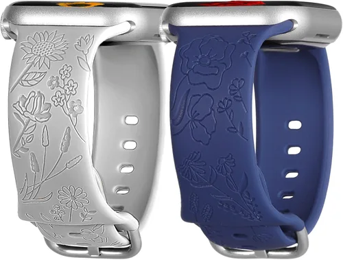 Miniatura 9 de Gillna Correa deportiva para reloj inteligente con diseño floral para mujer, 1.496 pulgadas, 1.575 pulgadas, 1.614 pulgadas, para mujer, compatible