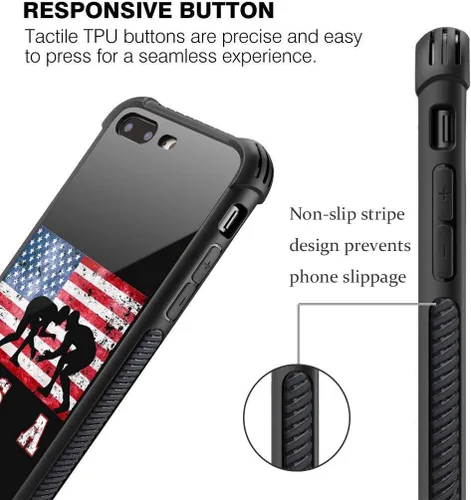 Miniatura 36 de Carcasa para iPhone 8 Plus, 9H de cristal templado para iPhone 7 Plus, para hombres y niños, diseño de patrón fresco a prueba de golpes, Grano
