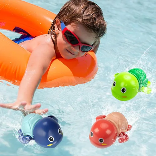 Miniatura 7 de Juguetes de baño, paquete de 6 tortugas de baño para bebés para niños pequeños de 1 a 3 años, juguetes de piscina flotantes a batería para niños