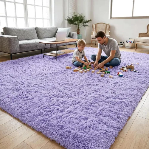 Miniatura 6 de DweIke Alfombras Esponjosas de Lavanda Morada para Dormitorio y Sala de Estar, 4x6 Pies Alfombra Suave de Felpa Shaggy Lila Morada para Niñas