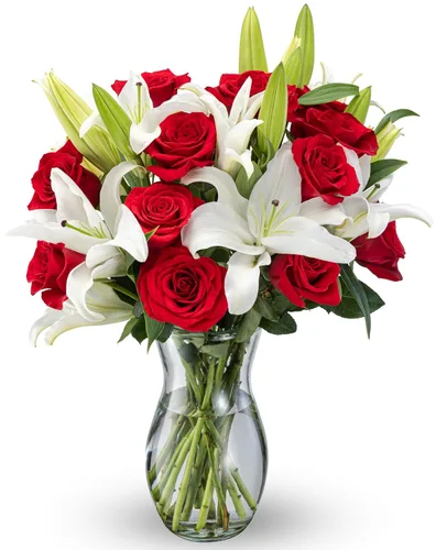 Miniatura 5 de Benchmark Bouquets - Rosas naranjas y lirios, jarrón incluido, flores frescas cortadas y cultivadas, regalo para decoración del hogar, cumpleaños