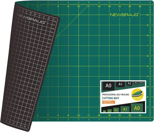 Miniatura 10 de NEWBRAUG Alfombrilla de corte autocurativa perfecta de 18'' × 24'', tabla de corte giratoria con cuadrícula antideslizante, necesaria para Verde &