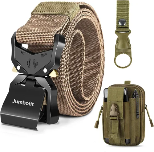 Miniatura 10 de Cinturón táctico para hombres y mujeres, cinturón de trabajo militar de nailon con hebilla de liberación rápida, regalo con bolsa Molle y clip