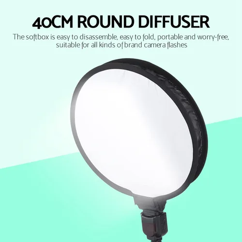 Miniatura 2 de DAUERHAFT Difusor de flash de softbox redondo portátil, difusor de softbox de forma redonda plegable de 15.7 in, difusor de flash para luz rápida