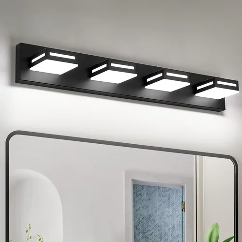 Miniatura 15 de Lámparas LED modernas para baño, 3 luces de 24 pulgadas, regulables, 5CCT, ajustables, color negro mate, para accesorios de iluminación de baño