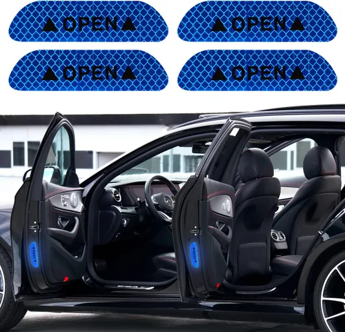 4 calcomanías reflectantes anticolisión para puerta de automóvil, cinta adhesiva de advertencia de precaución de seguridad para automóvil, camión,