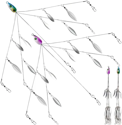 5 Arms Alabama Rigs para pesca de lubina, Swimbait, kit de señuelos paraguas con 4 hojas de sauce para trucha, salmón, agua dulce y salada 2 piezas