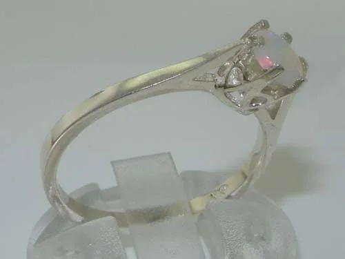 Miniatura 3 de Anillo solitario de plata de ley 925 con ópalo natural para mujer, tallas 4 a 12