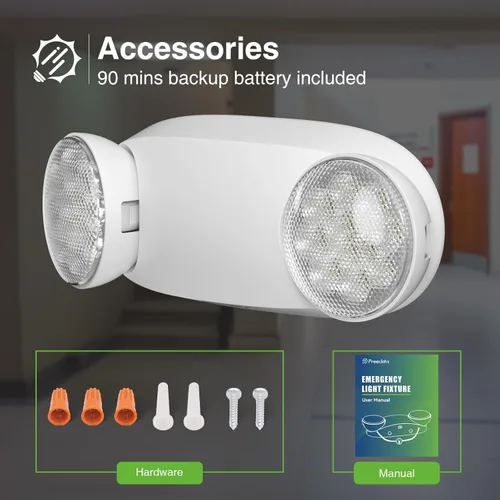 Miniatura 5 de FREELICHT Paquete de 4 luces de emergencia para negocios, con batería de respaldo, cable duro, certificado UL 924, CA 120/277V, iluminación