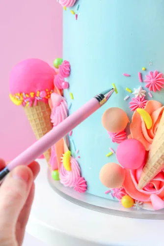 Miniatura 2 de Bolígrafo aplicador de espolvoreo seguro para alimentos para una colocación precisa Decoración de pasteles y galletas (rosa) Bolígrafo original