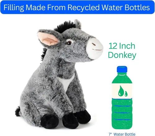 Miniatura 8 de The Petting Zoo Peluche de burro, regalos para niños, animales de granja Wild Onez, juguete de peluche de burro de 12 pulgadas
