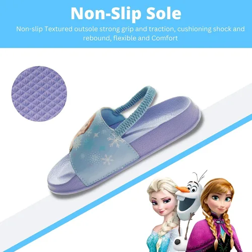 Miniatura 4 de Disney Minnie Mouse, Encanto, Mickey, Lightning McQueen, Frozen Elsa Anna Girl - Sandalias de verano para niños con correa trasera para la playa
