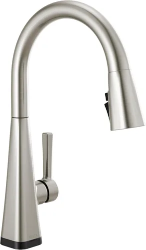 Miniatura 21 de Delta Lenta - Grifo de cocina negro mate con rociador extraíble, moderno grifo de fregadero de cocina de un solo agujero, mango único, negro mate