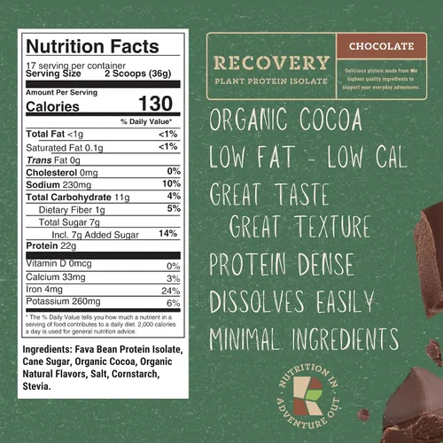 Miniatura 3 de Proteína vegetal vegana de chocolate aislado – Proteína de grano Fava en polvo para recuperación – 0.78 oz de proteína – 17 porciones