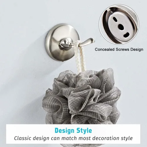 Miniatura 5 de Juego de 4 piezas de accesorios de baño (toallero ajustable, anillo de toalla, soporte de papel higiénico, gancho para toalla), juego de accesorios