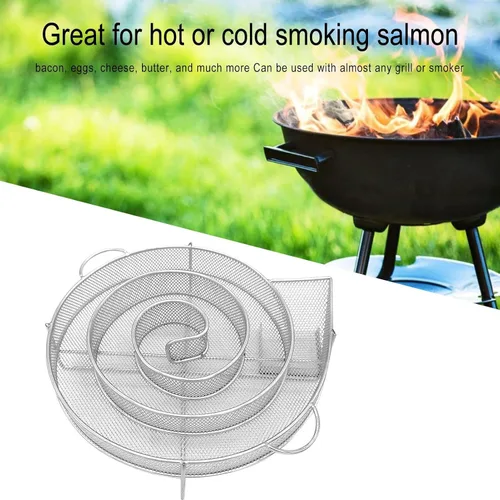 Miniatura 7 de Naysku Generador de humo frío, bandeja para ahumar pellets, ahumador de laberinto para frío, herramientas de cocina de parrilla de acero inoxidable