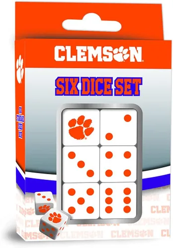 Miniatura 2 de MasterPieces Game Day - NCAA Clemson Tigers - Juego de 6 dados con logotipo del equipo, tamaño estándar D6