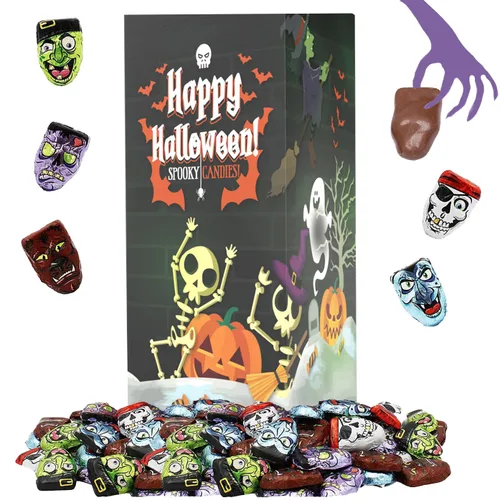 Miniatura 18 de Surtidos de chocolate misterioso de Halloween, rellenos de bolsas de fiesta de chocolate con leche, láminas espeluznantes de diseño de Halloween