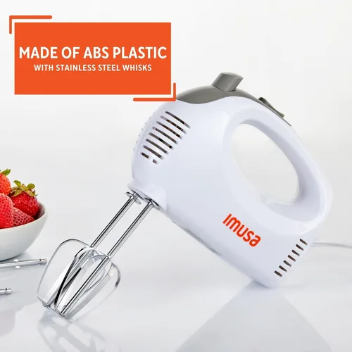 Miniatura 3 de IMUSA Batidora de mano USA con estuche de 5 velocidades, color blanco, pequeño