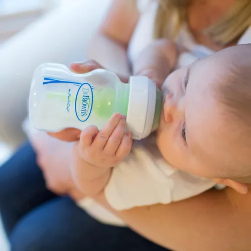 Miniatura 8 de Dr. Brown’s Natural Flow® Anti-Colic Options+™ Biberones de cuello ancho para bebés, 5 oz/150 mL, con tetina de flujo lento nivel 1, paquete de 4