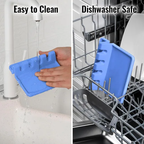 Miniatura 6 de Zulay Kitchen - Reposa utensilios de silicona con bandeja antigoteo para múltiples utensilios de cocina, sin BPA y resistente al calor; soporte