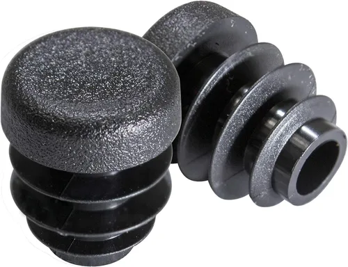 Miniatura 20 de Prescott Plastics 2” (50.8mm) de diámetro exterior, tapas de agujero de plástico acanaladas redondas, tapas de extremo de tubo metálico negro
