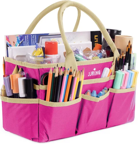 Miniatura 15 de JJRING Bolsa organizadora para manualidades y arte, tela de nailon azul 600D, con bolsillos, para manualidades, álbumes de recortes, médicos y Azul