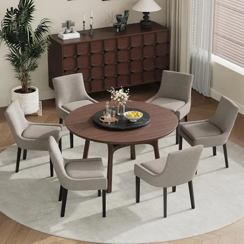Miniatura 25 de MALOL Juego de 2 sillas de comedor tapizadas en corduroy con patas de madera, sillas de cocina laterales acolchadas de respaldo medio para comedor