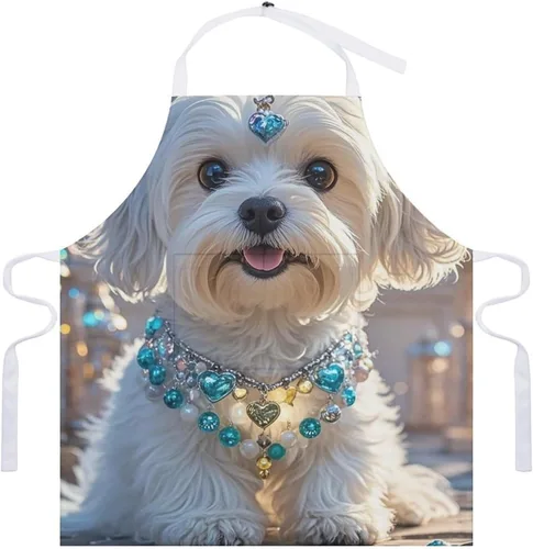 Miniatura 7 de Delantal personalizado para perro maltés adulto, delantal de cocina para mujer y hombre, delantal ajustable con bolsillo para hornear, hacer