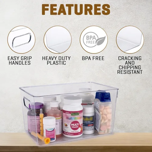 Miniatura 4 de Contenedores de almacenamiento de plástico transparente con tapas, perfectos para organización de cocina o organización y almacenamiento