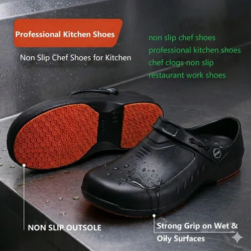 Miniatura 2 de Chef Shoes for Men Women, Slip Resistant Work Clogs, Closed Toe Waterproof EVA Kitchen Shoes, Lightweight Nursing Shoes for Restaurant Food Service