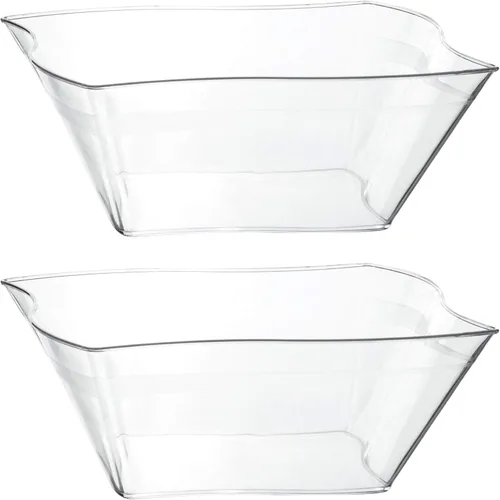 Miniatura 10 de PLASTICPRO Cuencos desechables de plástico cuadrados con diseño de ondas, resistentes para aperitivos o ensaladas de fiesta (4, medianos)