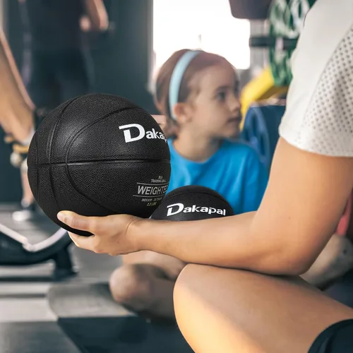 Miniatura 6 de Dakapal Weighted Heavy Training Basketball, Size 6/7 Black 2.2LBS/3LBS/3.3 LBS Weight PU Durable for Trainer and Dribbling Passing, Indoor and