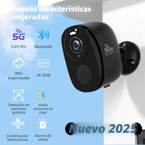 Miniatura 2 de Rraycom Paquete de 4 cámaras de seguridad inalámbricas para exteriores 5G/2.4G, cámara de 2K alimentada por batería con detección de movimiento AI