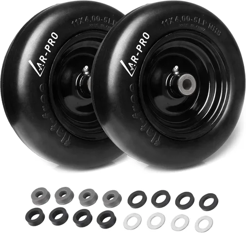Miniatura 12 de Paquete de 4 neumáticos para cortacésped de 9 x 3.50-4 pulgadas con buje centrado de 3.5 pulgadas, bujes de 3/4 pulgadas y conjuntos de ruedas