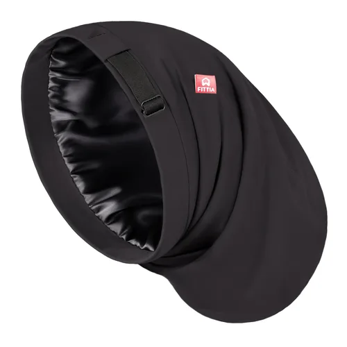 Miniatura 33 de Fittia Cofia de satén para dormir, sedosa sin encrespamiento para el cuidado de rizos, correa ajustable para no deslizarse, gorra para trenzas