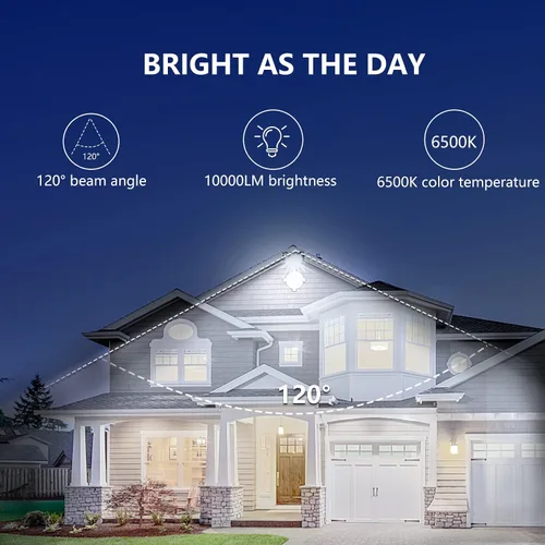 Miniatura 6 de UFOND Luces de inundación LED de 10000 lúmenes, reflectores impermeables de 100 W, ángulo de iluminación ajustable, luz portátil con enchufe