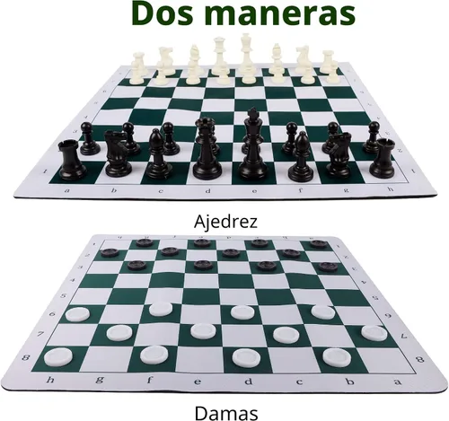 Miniatura 2 de Juegoal Juego de ajedrez y damas portátil de 20", 2 en 1 juegos de mesa de viaje para niños y adultos, juegos de ajedrez plegables enrollables