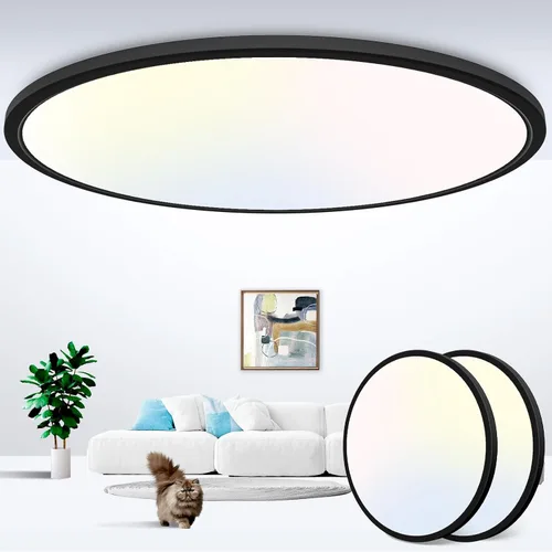 Miniatura 11 de Zemty Paquete de 8 lámparas de techo LED de montaje empotrado de 12 pulgadas, lámpara de techo súper delgada de 28 W 3200 lm, lámpara de techo Negro