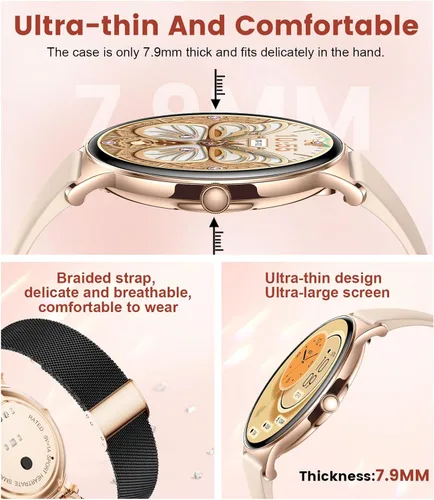 Miniatura 9 de LIGE Relojes inteligentes para mujer con respuesta/hacer llamadas, reloj inteligente HD AMOLED de 1,43 pulgadas con más de 120 rastreadores