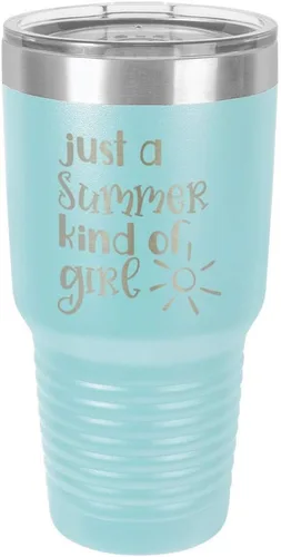 Miniatura 13 de JUST A SUMMER KIND OF GIRL Vaso de 30 oz con pajita y tapa superior deslizante Taza de viaje de acero inoxidable Comparar con Yeti Rambler
