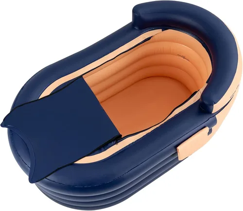 Miniatura 3 de Bañera inflable para adultos – Gran bañera de hidromasaje portátil con cubierta de ducha, bomba recargable, capacidad de 220 libras – Tina de remojo