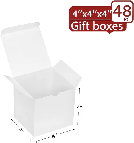 Miniatura 2 de Xxcxpark 48 cajas de regalo blancas de 4 x 4 x 4 pulgadas, caja decorativa de regalo de regalo con tapa para manualidades, cubos, cupcakes, cajas