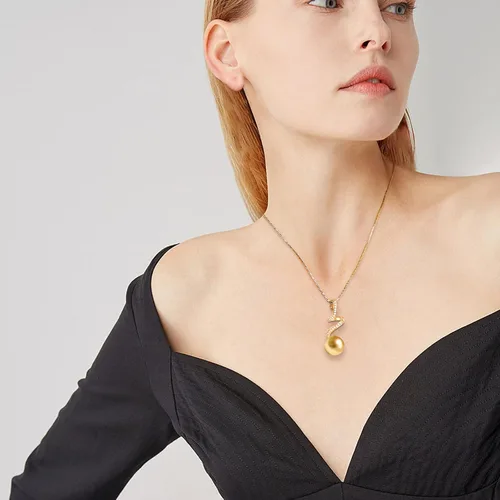 Miniatura 31 de Collar de perlas negras, blancas, doradas, grises para mujer, collar con colgante de plata esterlina, perlas cultivadas en agua salada auténticas