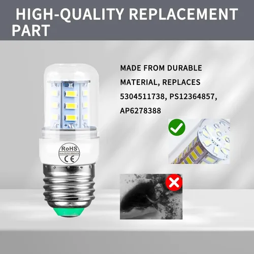 Miniatura 6 de Paquete de 2 bombillas LED D34L de repuesto para refrigerador de 3.5 W compatibles con congelador (110 V-240 V luz blanca) AP6278388 PS12364857