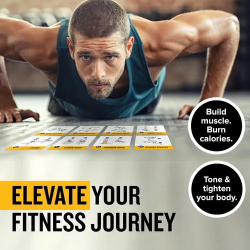 Miniatura 8 de NewMe Fitness Tarjetas de entrenamiento de peso corporal, baraja de instrucciones de fitness para mujeres y hombres, guía de fitness